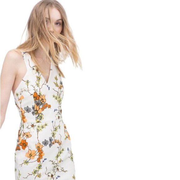 Zara Dress Womens Size Small White Floral Sleeveless Cottagecore Side Zipper - Picture 3 of 16